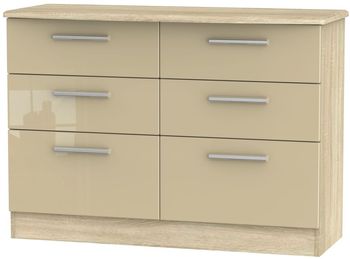 Knightsbridge Mushroom and Oak 6 Drawer Midi Chest