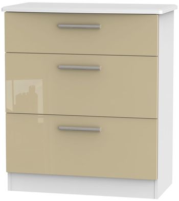 Knightsbridge Mushroom and White 3 Drawer Deep Chest