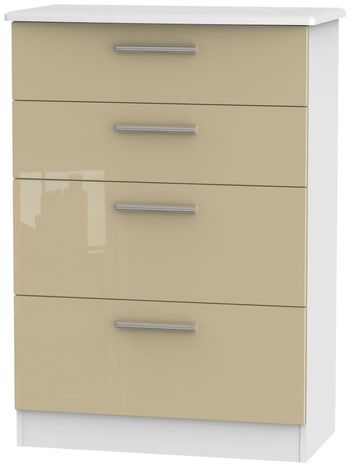 Knightsbridge Mushroom and White 4 Drawer Deep Chest