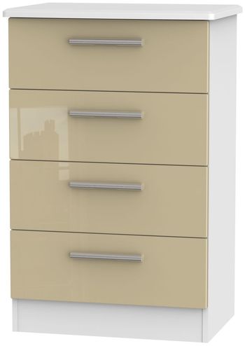 Knightsbridge Mushroom and White 4 Drawer Midi Chest