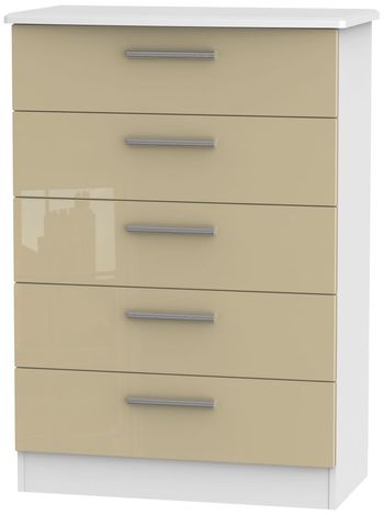 Knightsbridge Mushroom and White 5 Drawer Chest
