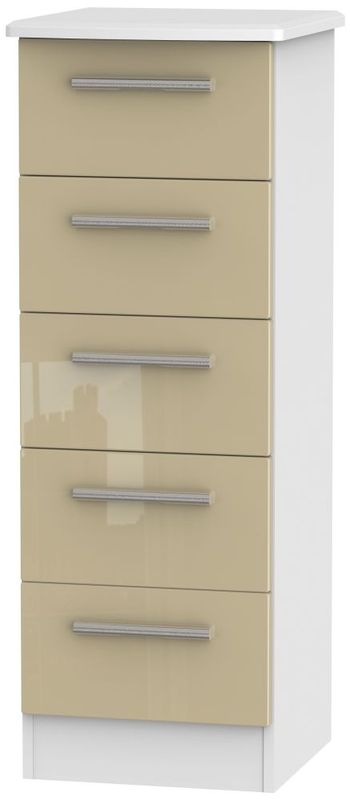 Knightsbridge Mushroom and White 5 Drawer Narrow Chest