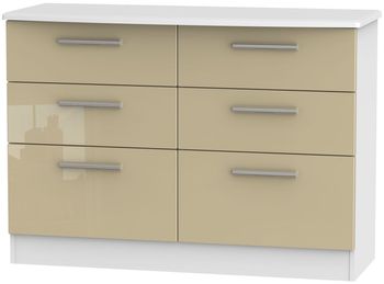 Knightsbridge Mushroom and White 6 Drawer Midi Chest