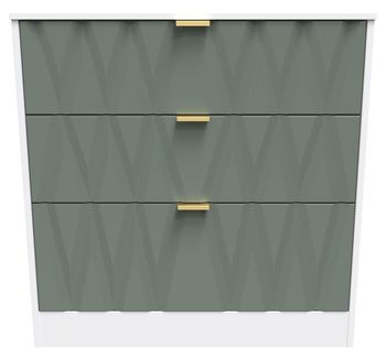 Las Vegas White and Green 3 Drawer Deep Chest
