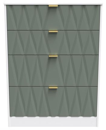 Las Vegas White and Green 4 Drawer Deep Chest