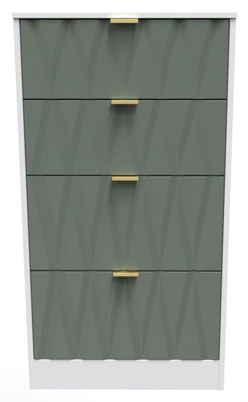 Las Vegas White and Green 4 Drawer Deep Midi Chest