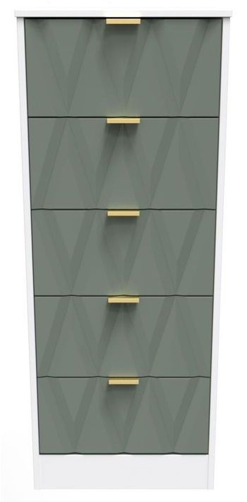 Las Vegas White and Green 5 Drawer Narrow Chest