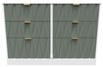 Las Vegas White and Green 6 Drawer Midi Chest
