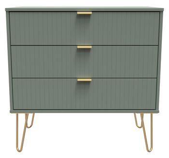 Linear Green 3 Drawer Small Chest with Hairpin Legs