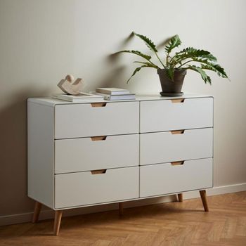 Lowell White 6 Drawer Wide Chest