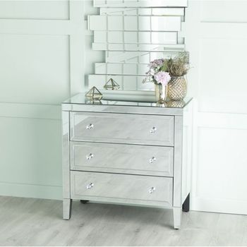 Clearance - Lucia Mirrored 3 Drawer Small Chest