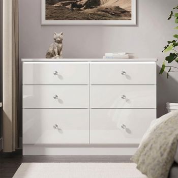 Lumiere White Gloss 6 Drawer Midi Chest