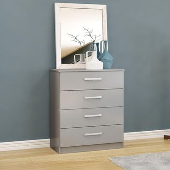 Lynx Grey Gloss 4 Drawer Chest