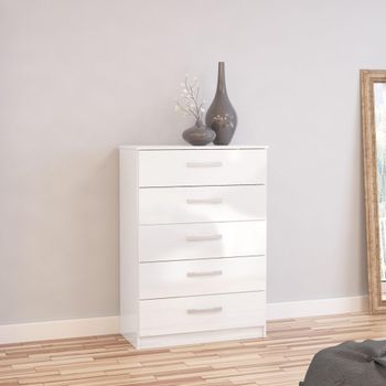 Lynx White Gloss 5 Drawer Chest