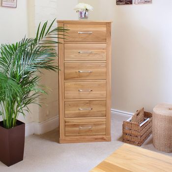 Mobel Oak Tallboy 6 Drawer Chest