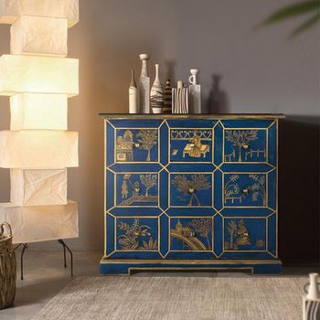 Matera Blue Painted Multi Drawer Mango Wood 7 Drawer Chest