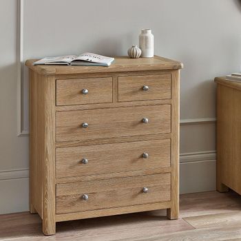 Memphis Oak Effect 3+2 Drawer Chest
