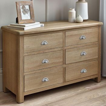 Memphis Oak Effect 6 Drawer Wide Chest