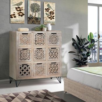 Micco Multi Drawer Carved Mango Wood 7 Drawer Chest
