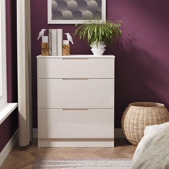 Milan Cashmere Gloss 3 Drawer Deep Chest