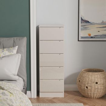 Milan Cashmere Gloss 5 Drawer Narrow Chest