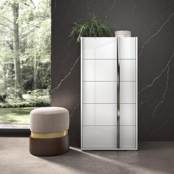 Modern Bianca White 5 Drawer Tall Chest