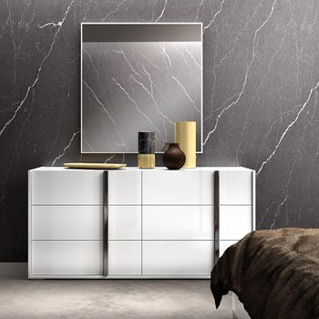 Modern Bianca White 6 Drawer Wide Dresser