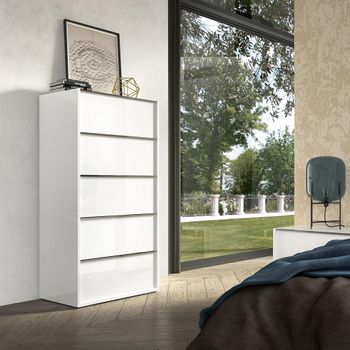 Modern Luna White 5 Drawer Tall Chest
