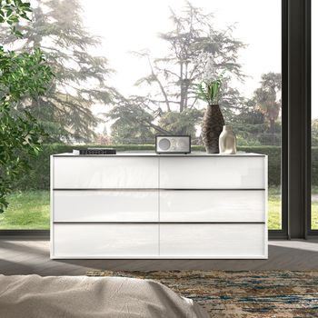 Modern Luna White 6 Drawer Wide Dresser