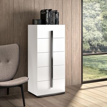 Modern Mara White 5 Drawer Tall Chest