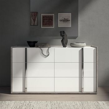 Modern Treviso Grey 6 Drawer Wide Dresser