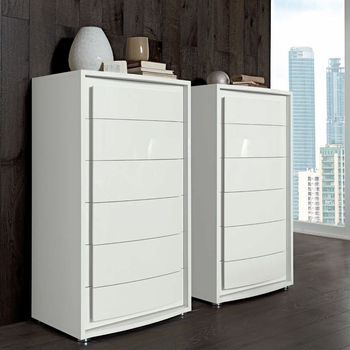 Dama Italian Bianca White 6 Drawer Tall Chest