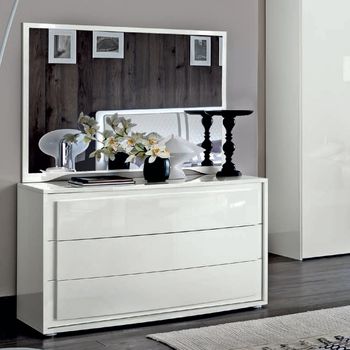 Dama Italian Bianca White 3 Drawer Single Dresser