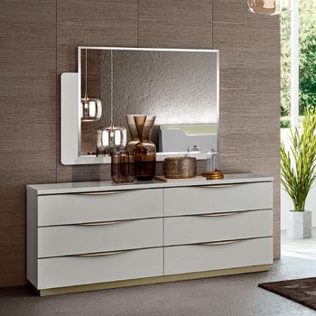 Kharma Italian White 6 Drawer Wide Chest