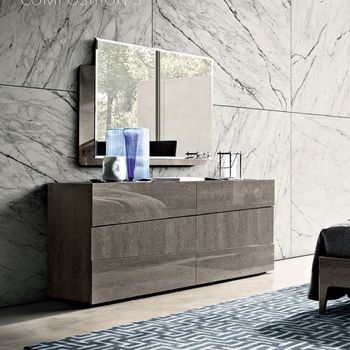 Tekno Italian Silver Birch 6 Drawer Double Dresser