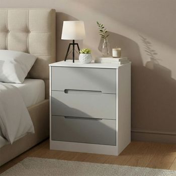 Monaco Grey Matt and White 3 Drawer Deep Chest