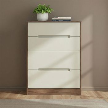 Monaco Cashmere and Carini Walnut 4 Drawer Deep Chest