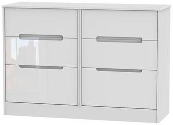 Monaco White Gloss 6 Drawer Midi Chest