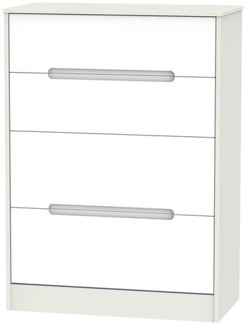 Monaco White and Cashmere 4 Drawer Deep Chest