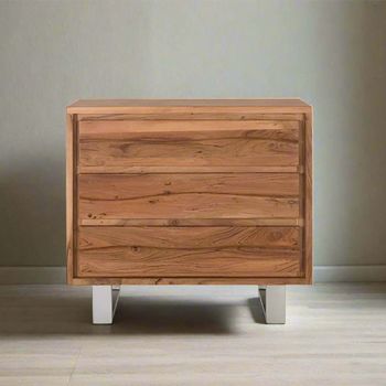 Monza Natural Acacia Wood 3 Drawer Chest