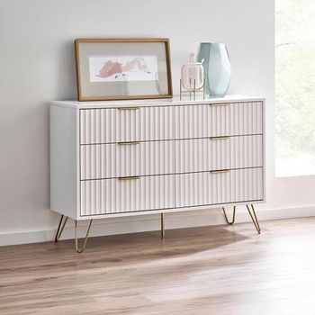 Murano White 6 Drawer Wide Ribbed Chest