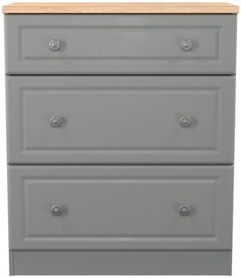 Norfolk Grey and Oak 3 Drawer Deep Chest