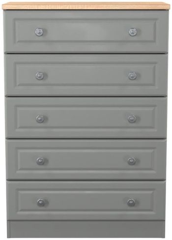 Norfolk Grey and Oak 5 Drawer Chest