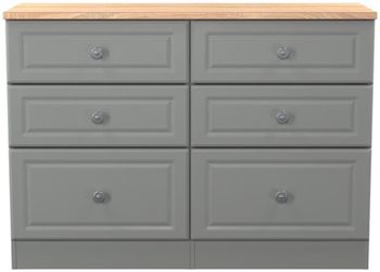 Norfolk Grey and Oak 6 Drawer Midi Chest