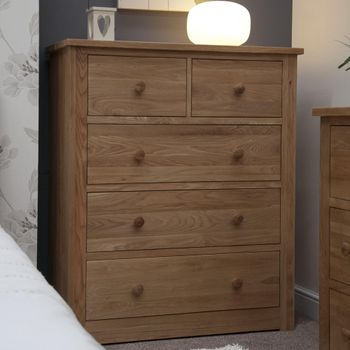 Torino Oak 3+2 Drawer Wide Chest of Drawers