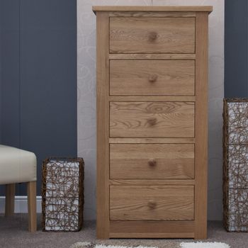 Torino Oak Wellington 5 Drawer Chest