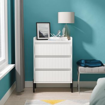 Osaka White Matt Fluted 3 Drawer Midi Chest