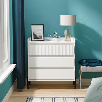 Osaka White Matt Fluted 3 Drawer Chest