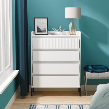 Osaka White Matt Fluted 4 Drawer Chest