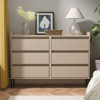 Osaka Mushroom Matt Fluted 6 Drawer Midi Chest